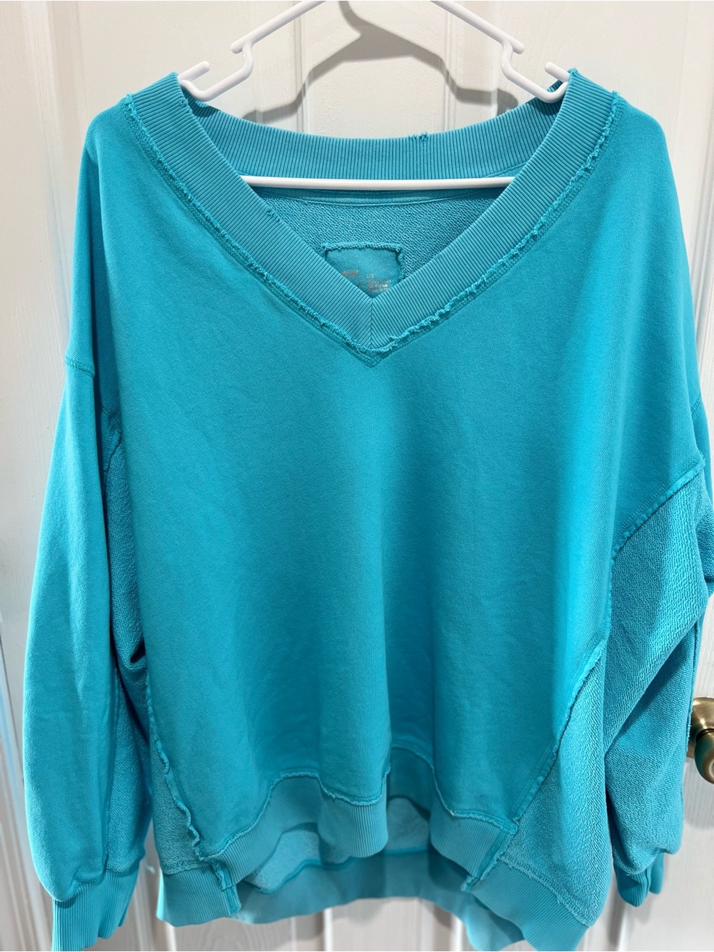 aerie Women's V-Neck Pullover Sweater - Teal Blue